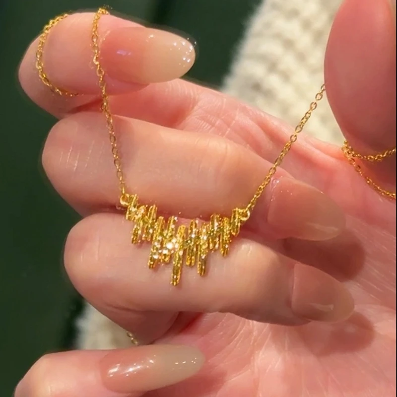 铜合金项链 卡柒  碎冰冰律动音符项链女轻奢气质高级感精美锁骨