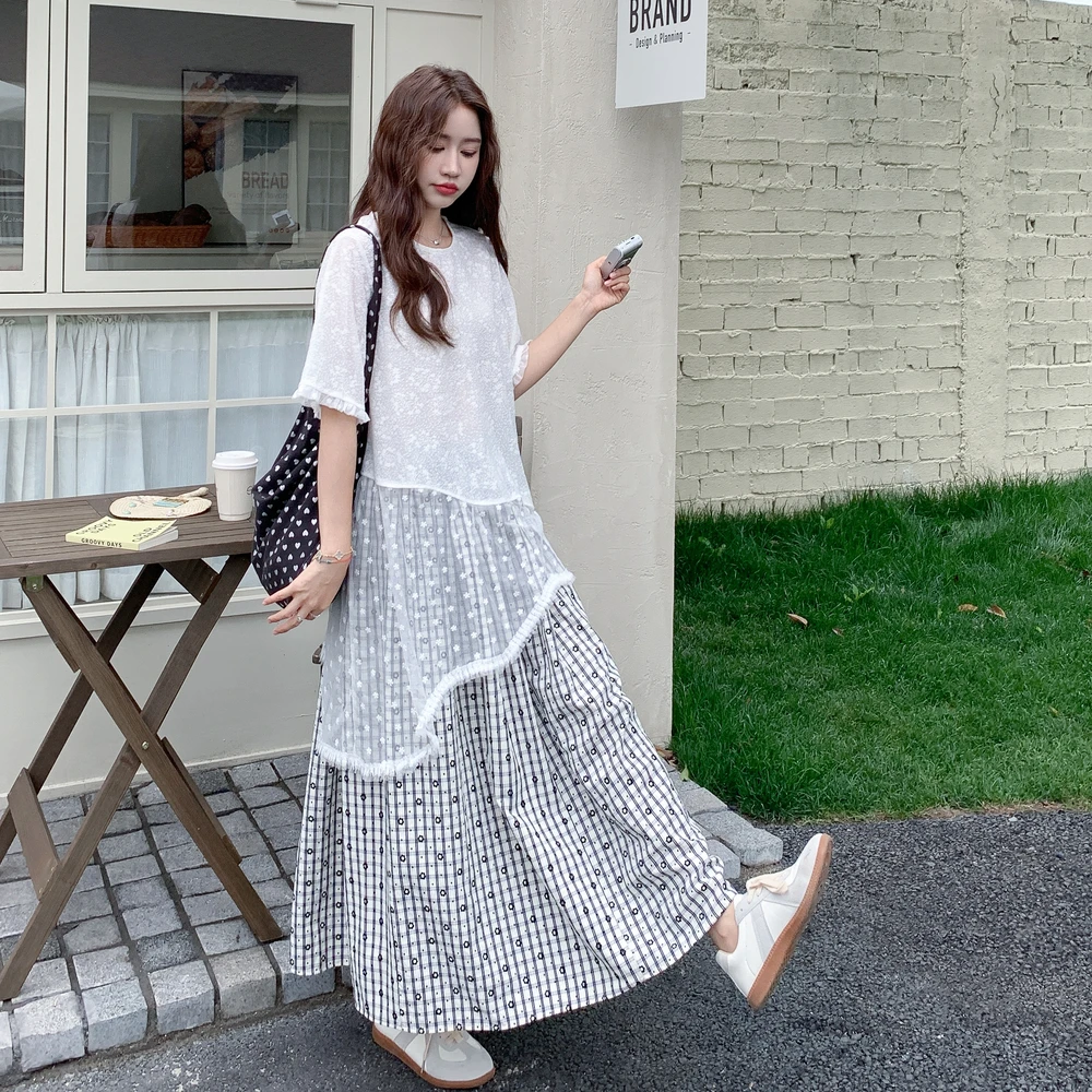 森系文艺范套装裙女2025夏季新款不规则蕾丝罩衫印花半身裙两件套