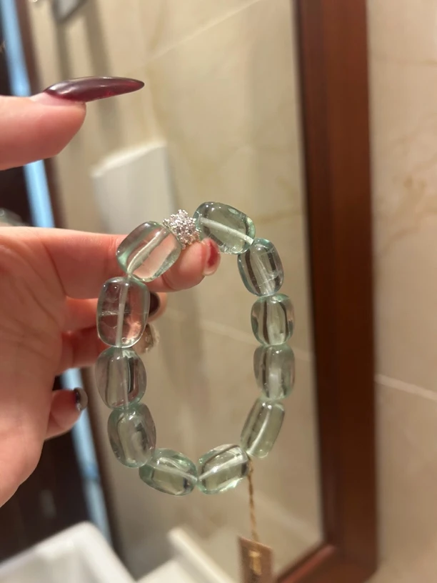 合成金属手链 绿色糖豆清爽缺木木手串