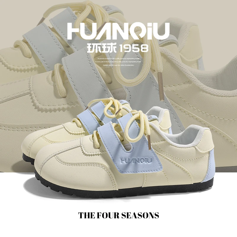 环球德训鞋女款2025新款夏季女鞋平底百搭小众休闲魔术贴轻便板鞋