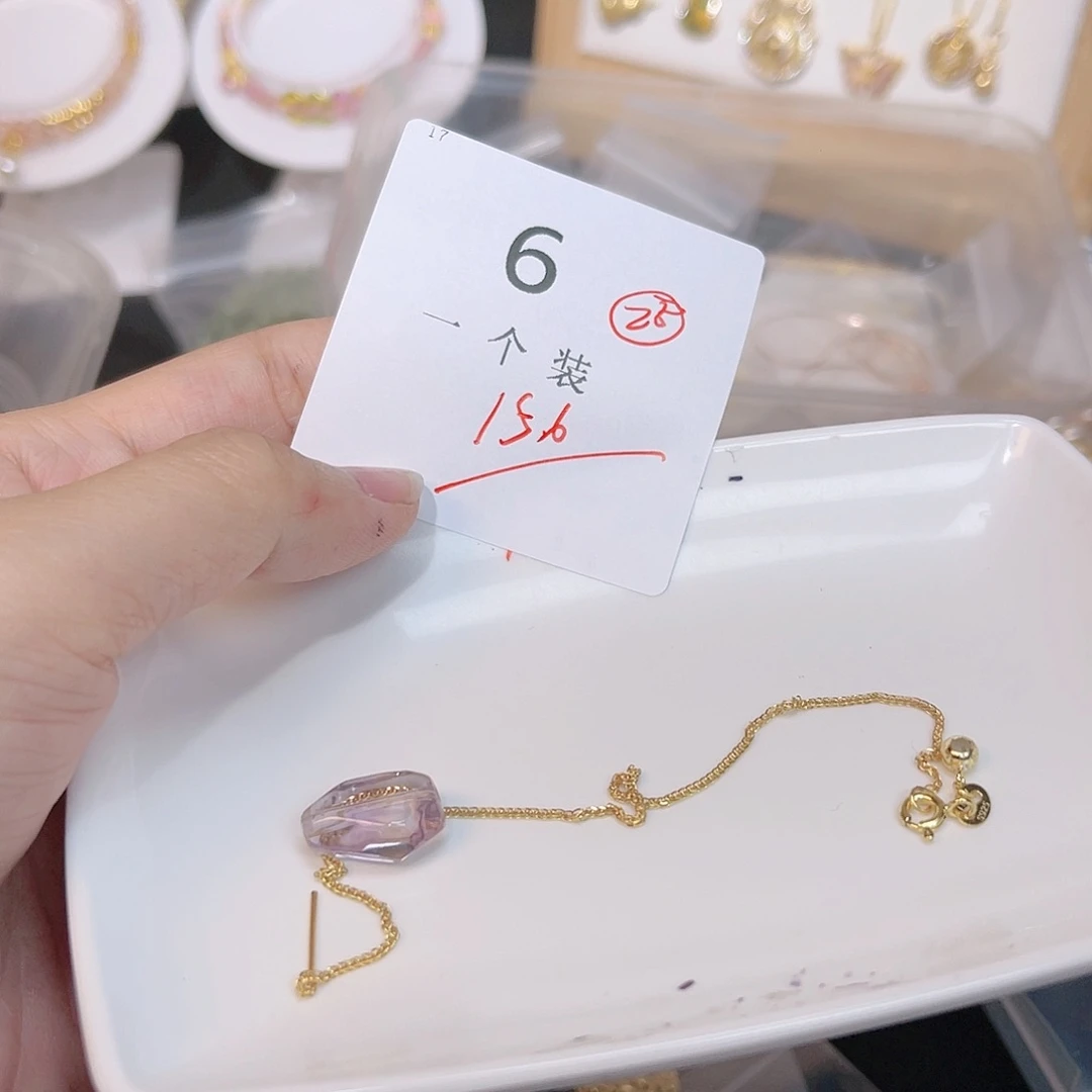 水晶珠宝半成品银S925镀金镶嵌6