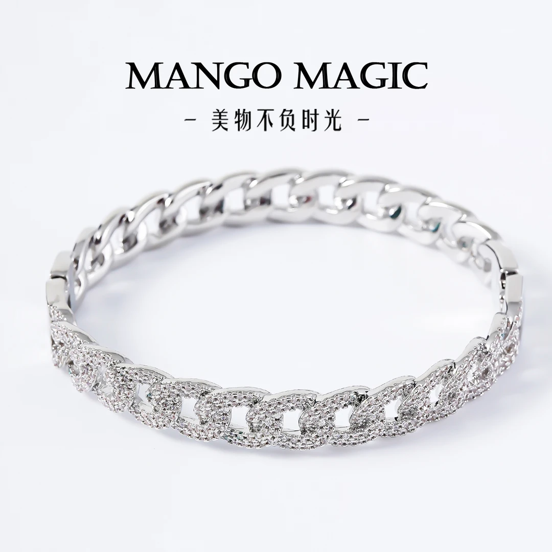 铜合金合成锆石手镯 无尽回响 重工镶嵌冷淡风手镯 4616
