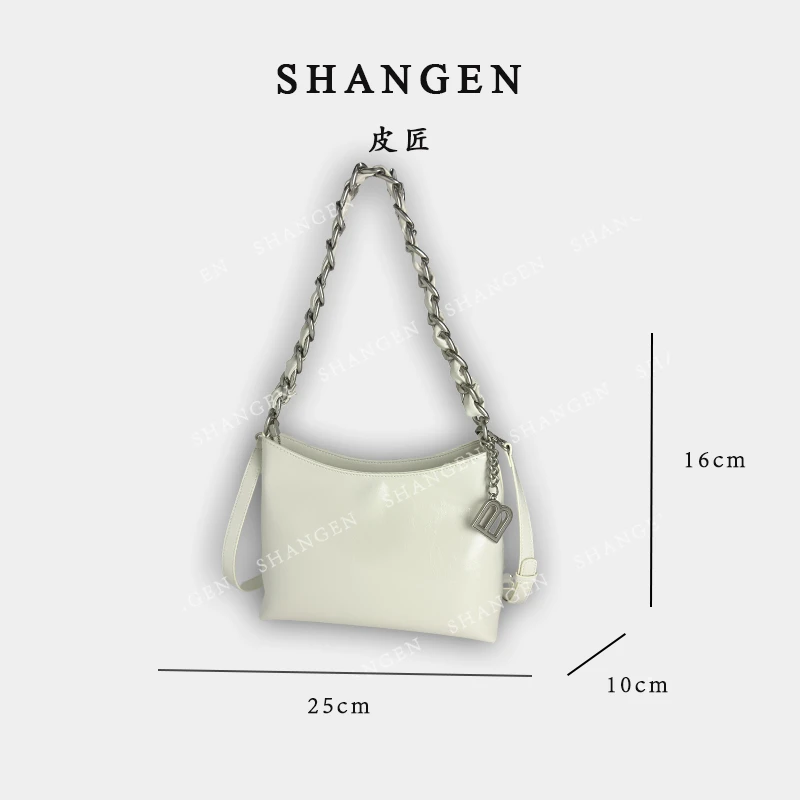 【尚恩CC】SK-92381-白色-轻奢时尚女士小众新款单肩斜跨女包