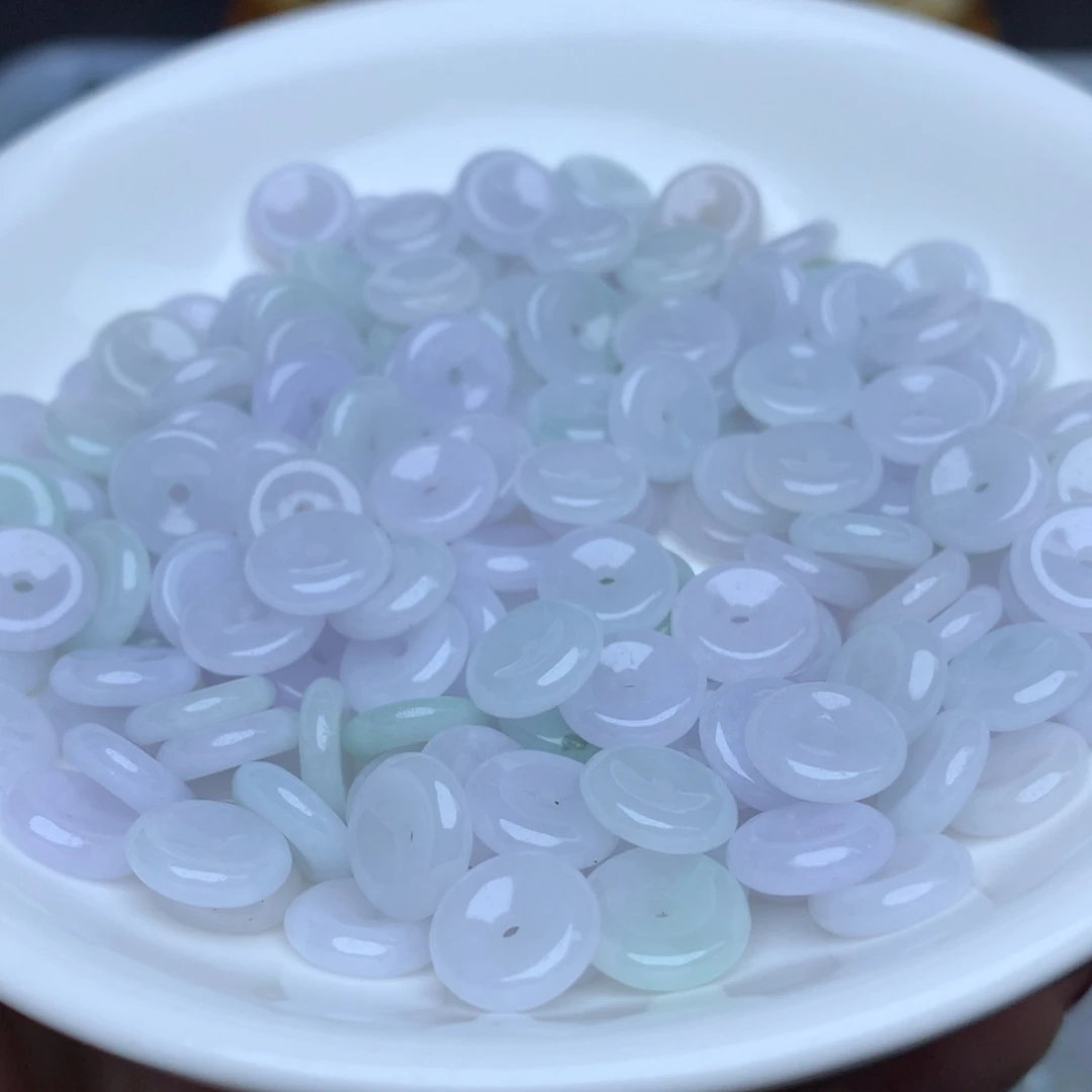 【闪购商品】翡翠手链未镶嵌卡9冰淡紫平安扣30个