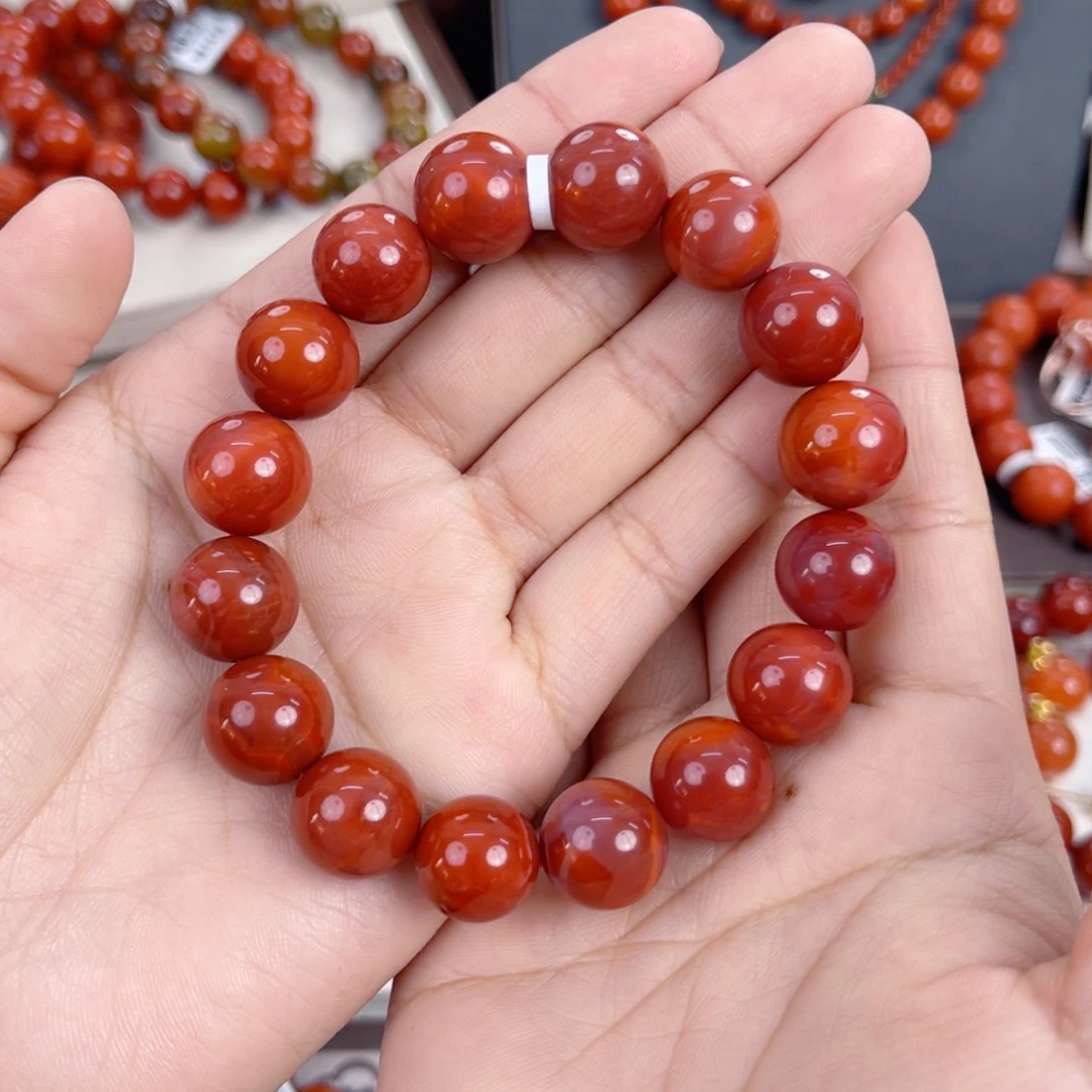 南红玛瑙未镶嵌瓦西锦红满肉单圈13mm