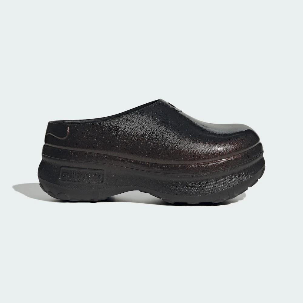 adidas三叶草厚底防滑包头低帮休闲运动亮面黑厨师鞋KJ0981