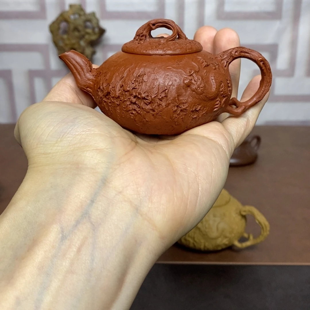 茶壶紫砂紫砂茶具朱泥隐龙供春