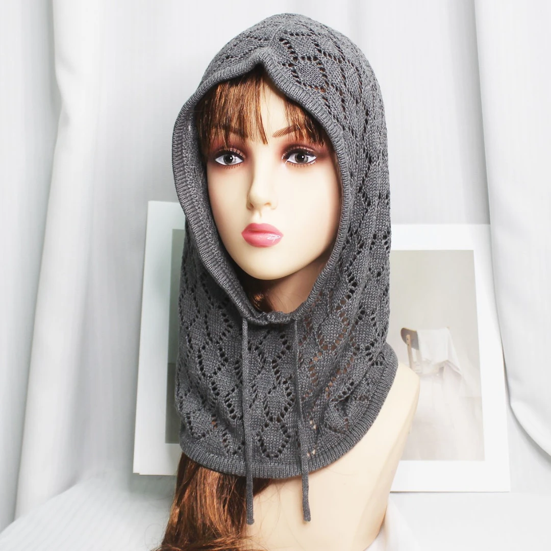 巴拉克拉法帽薄款镂空花纹针织包头毛线帽小众复古时尚帽子女新款