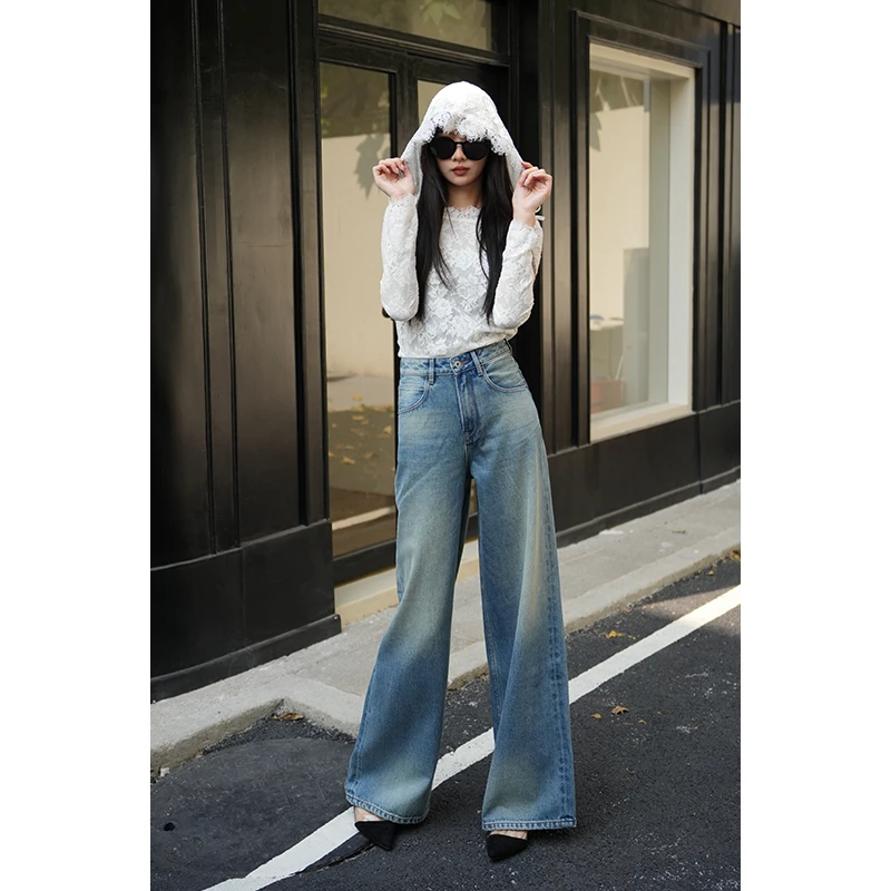 【ZOE】• Lady系列 •复古胶片蓝法式松弛感设计师款牛仔喇叭裤