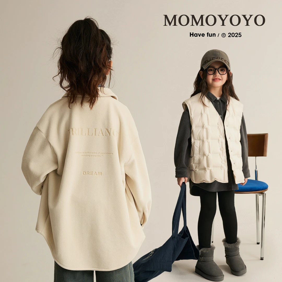 辰辰妈【暖系】男女童印花翻领衬衫秋冬季新款保暖亲子装外套8511D