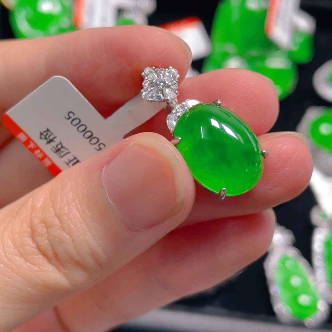 翡翠银S925镶嵌吊坠(不含链)