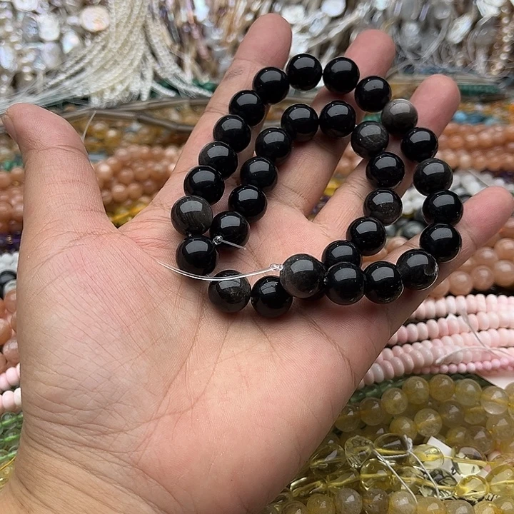 玛瑙/玉髓未镶嵌珠宝半成品一条12mm银耀石