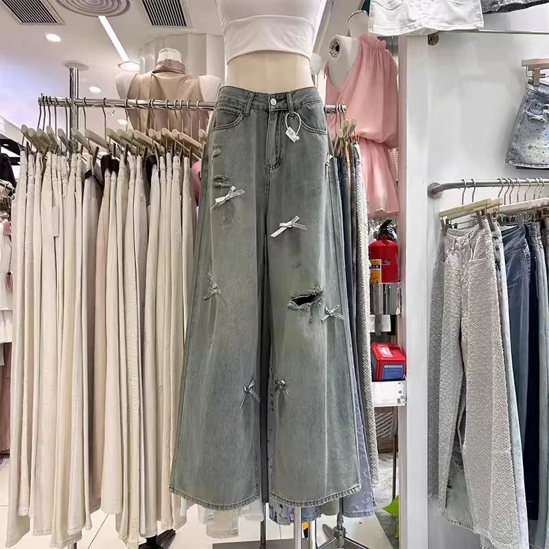 牛仔裤直筒百搭重工