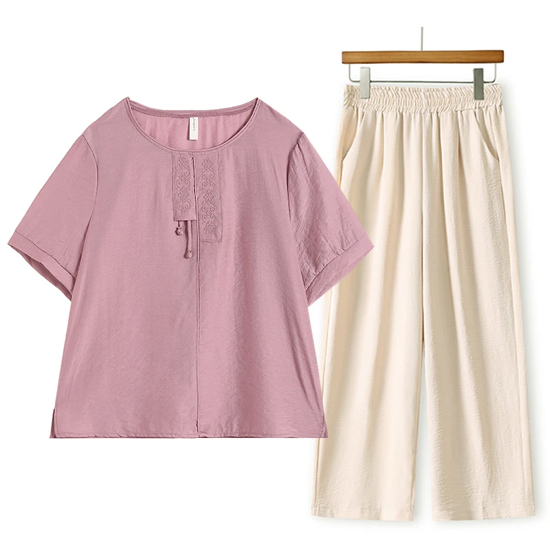 妈妈夏装洋气短袖2025新款时尚中老年人女装圆领T恤简约百搭上衣