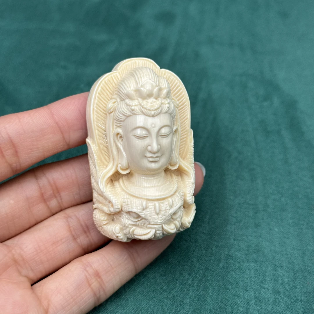 K9068【王金亮大师】天然猛犸象牙 普贤菩萨 33*53*24mm支持鉴定