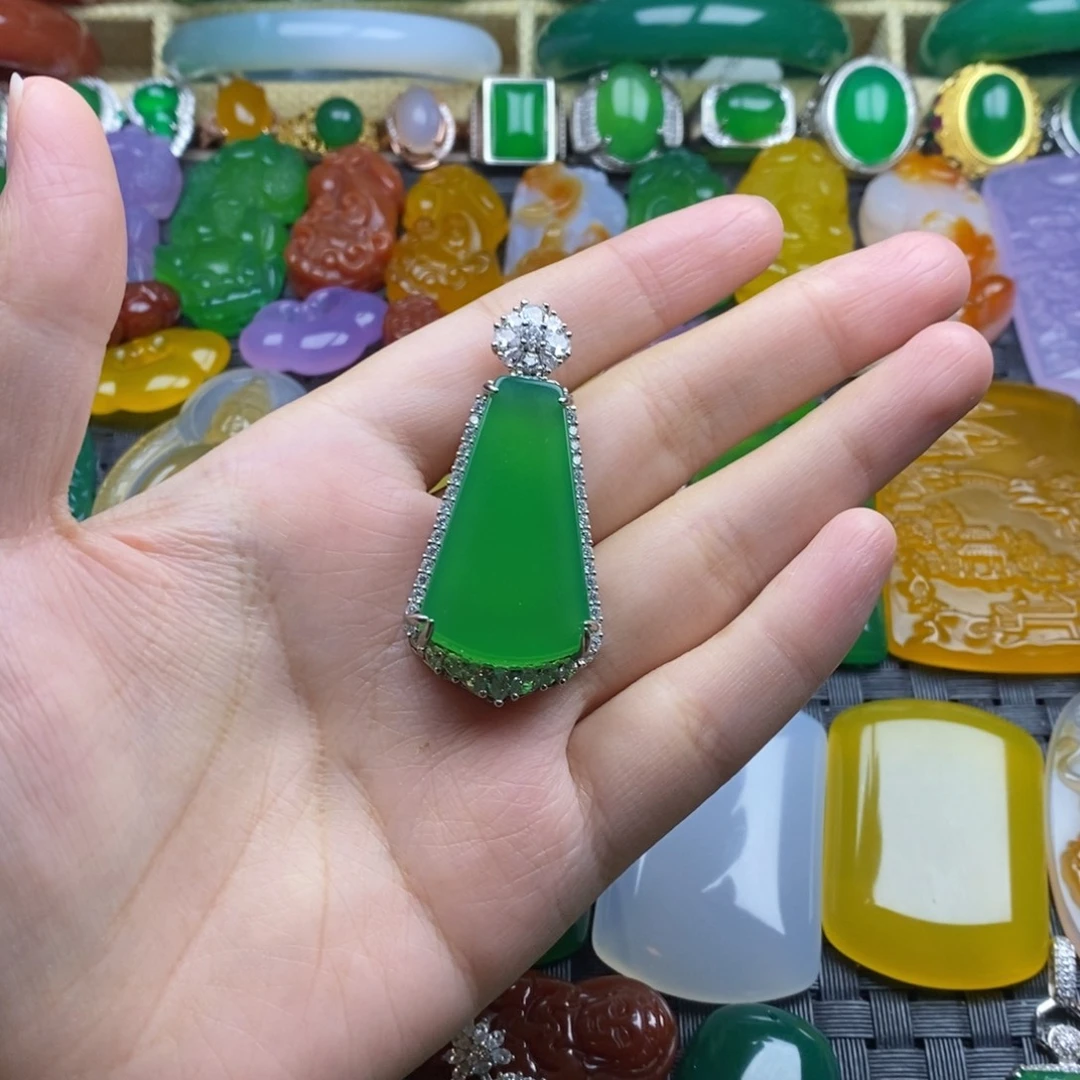 青***瑰玛瑙/玉髓颈饰合金