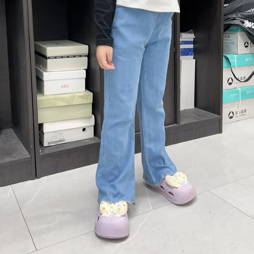 儿童裤子2025春夏季新品天丝24658女童天丝牛仔喇叭裤中小童韩版