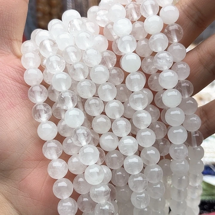 未镶嵌玛瑙/玉髓珠宝半成品一条8mm左右安哥拉水晶