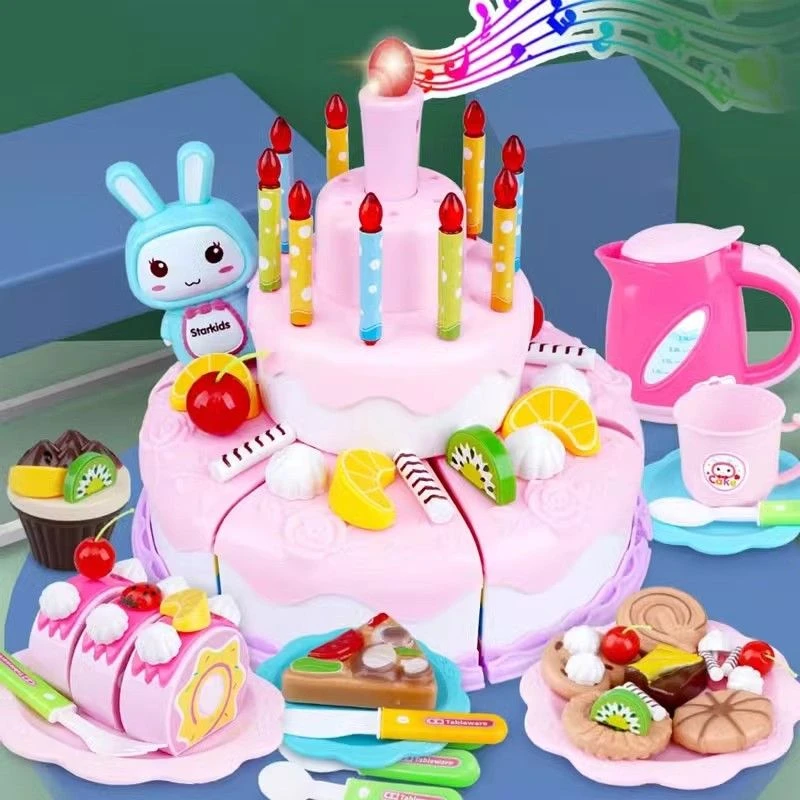 儿童蛋糕仿真吹蜡烛过家家玩具男女孩水果蔬菜切切看宝宝生日礼物