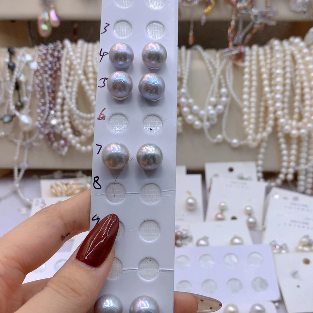 淡水珍珠耳饰银S925镶嵌