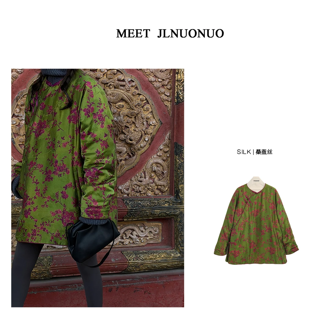JLNUONUO    [绿梅]轻中式系列国风潮服桑蚕丝袄子