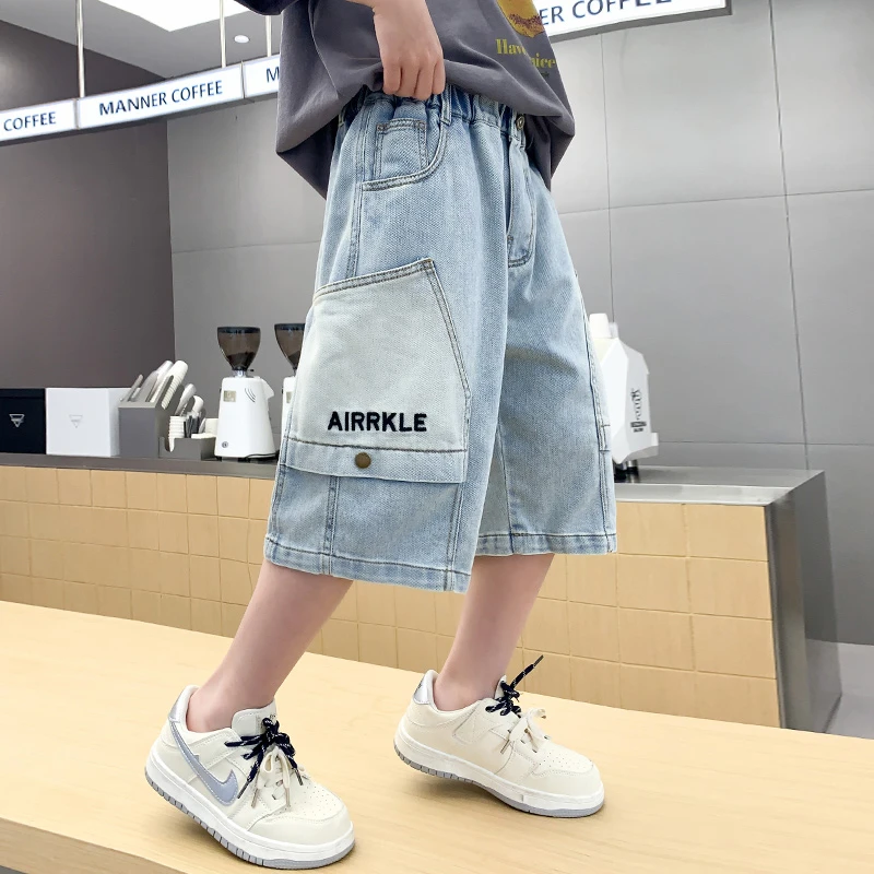 男童牛仔七分裤夏季薄儿童裤子男孩2025新款中大童工装五分裤夏天