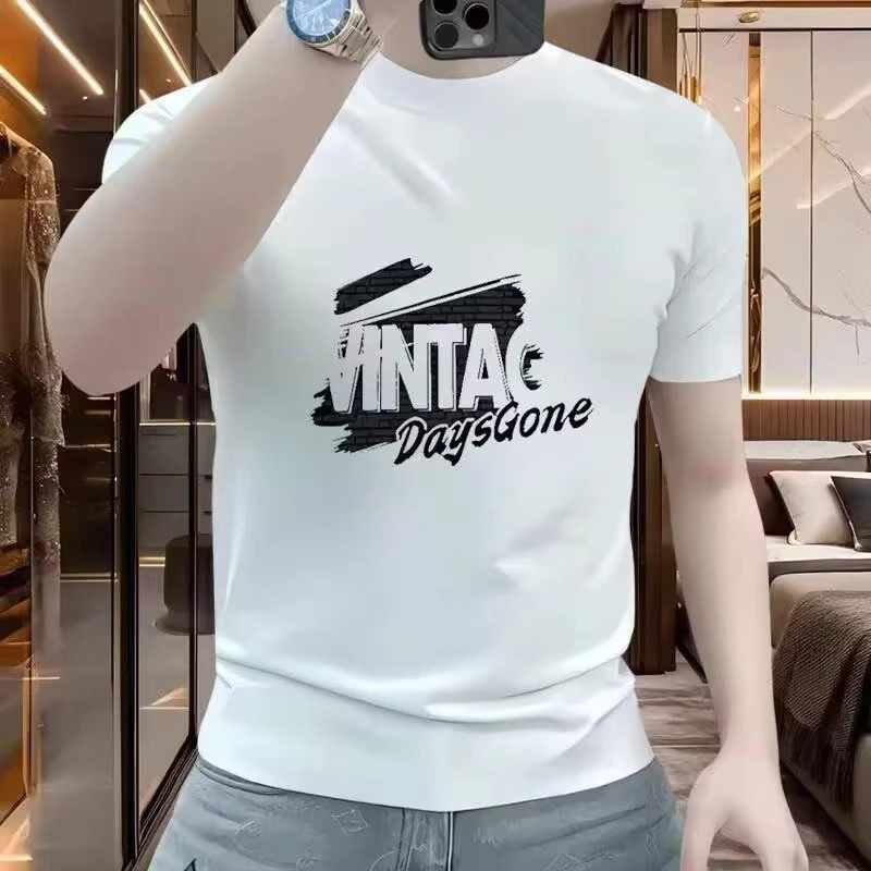 曼库帕娅潮牌短袖T恤男士2025新款潮流休闲网红韩版修身体恤上衣