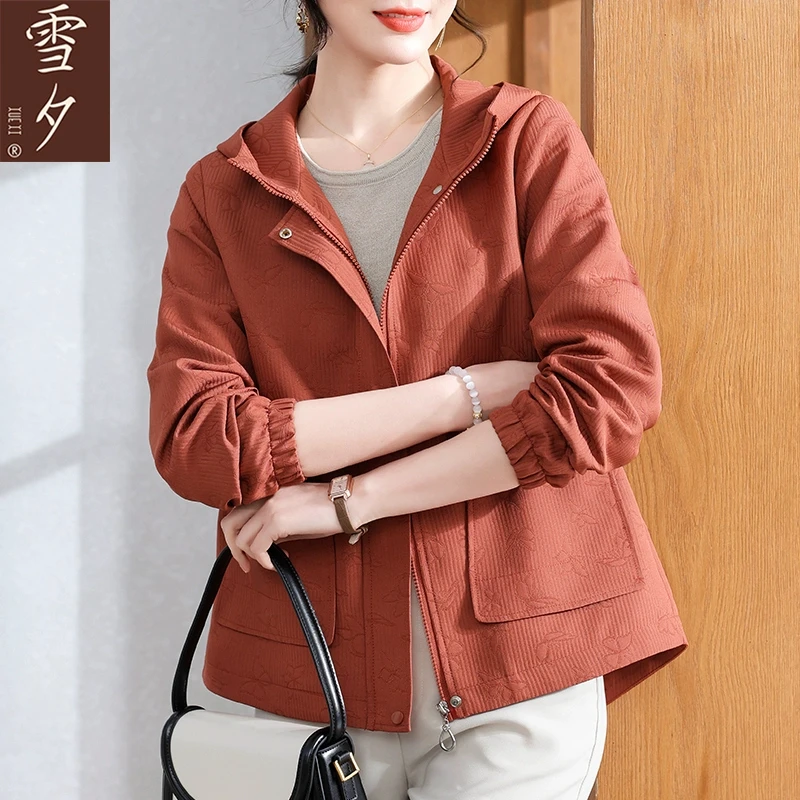 2025新款妈妈春装拉链上衣中老年女装早春连帽外套40岁50气质风衣