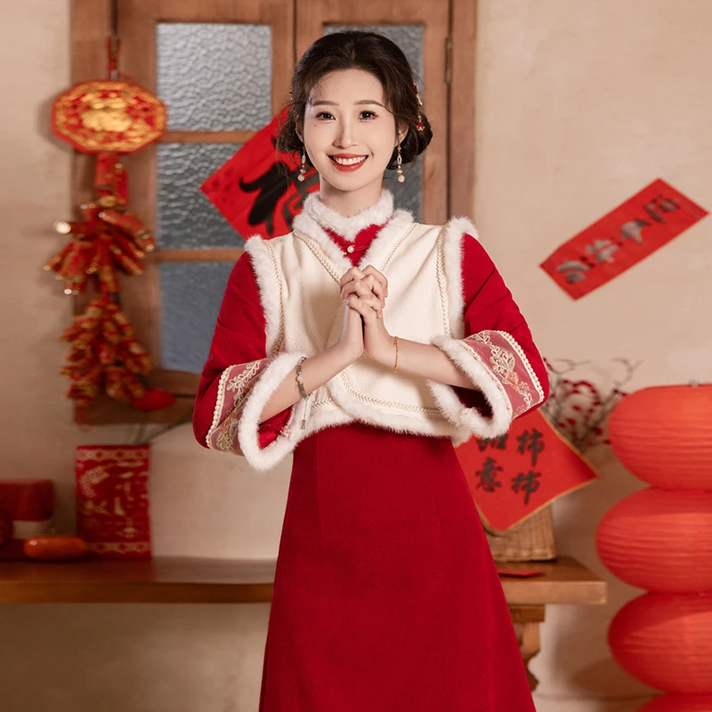 【喜运连连】秋冬复古改良双襟传统中国风国风旗袍日常可穿婚旗袍