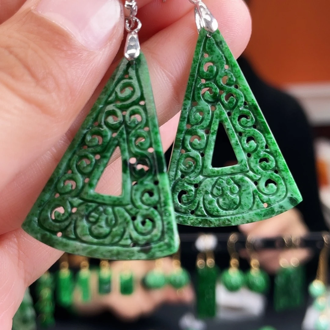 翡翠银S925镶嵌耳饰