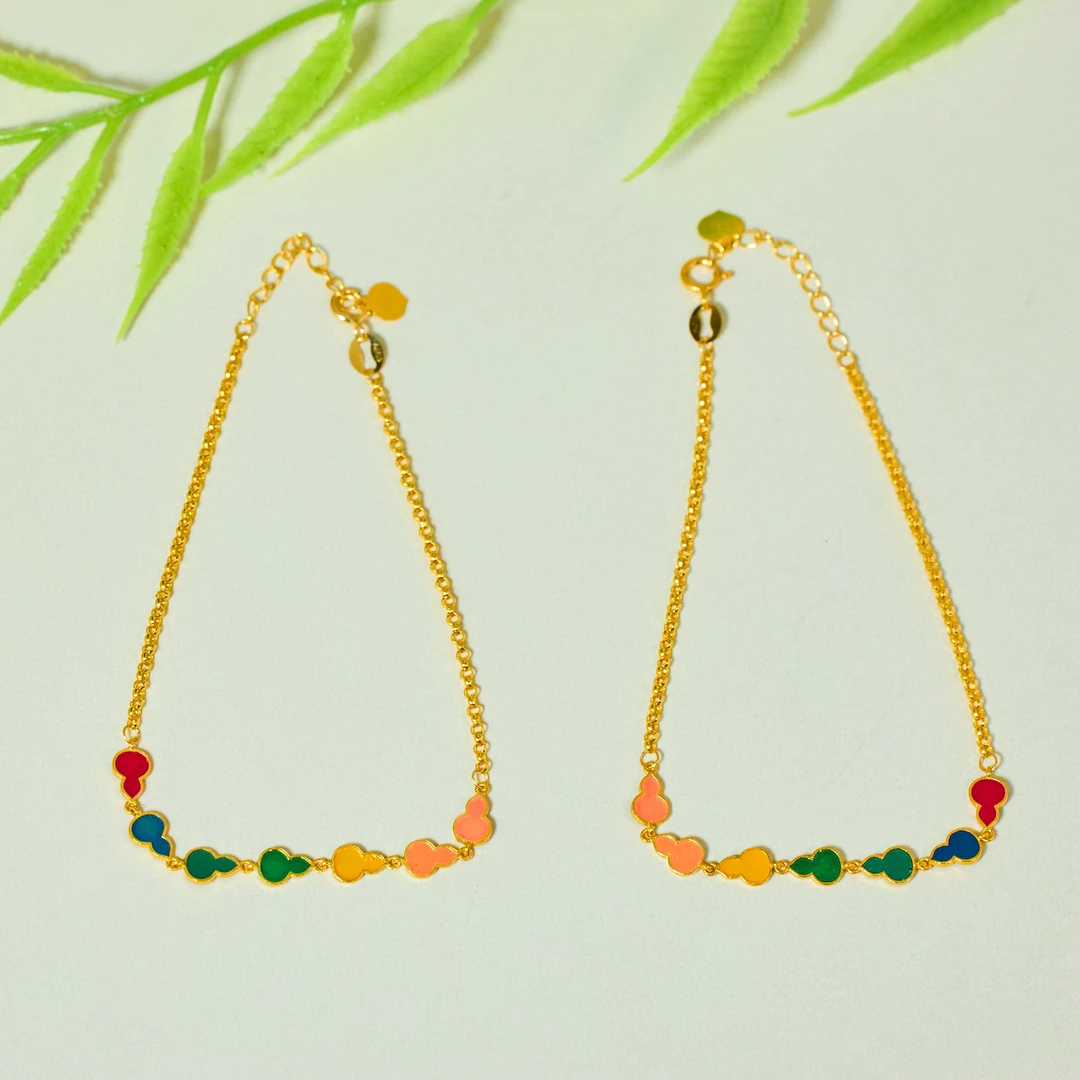 【玉峰珠宝】福禄*五彩葫芦手链*18K金镶嵌（多样性发一）XB-J1704