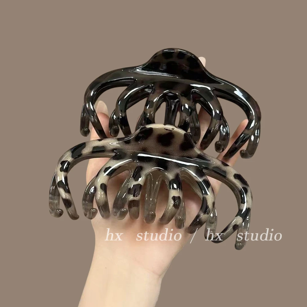 韩系大号豹纹抓夹女高级氛围感鲨鱼夹后脑勺夹发饰发卡百搭头饰秋