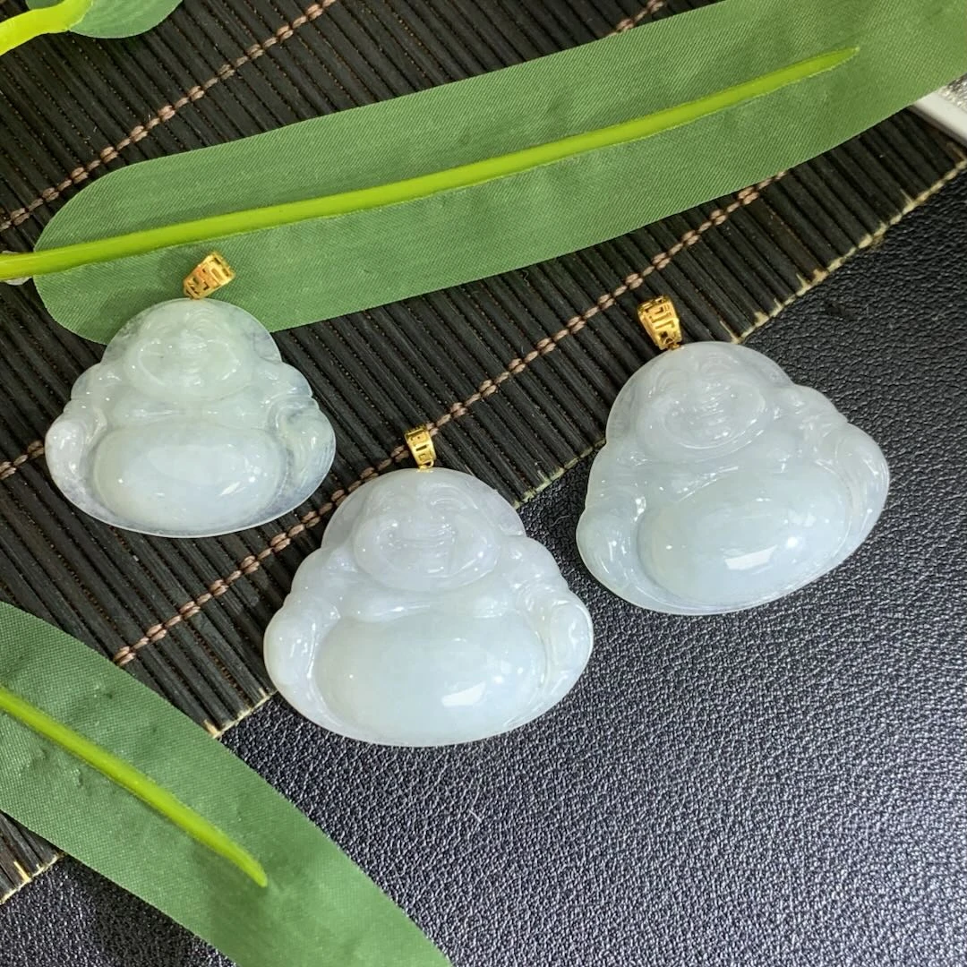 刘思懿【边城刀客】天然A货翡翠18k金镶佛公吊坠/多样性发34569409G