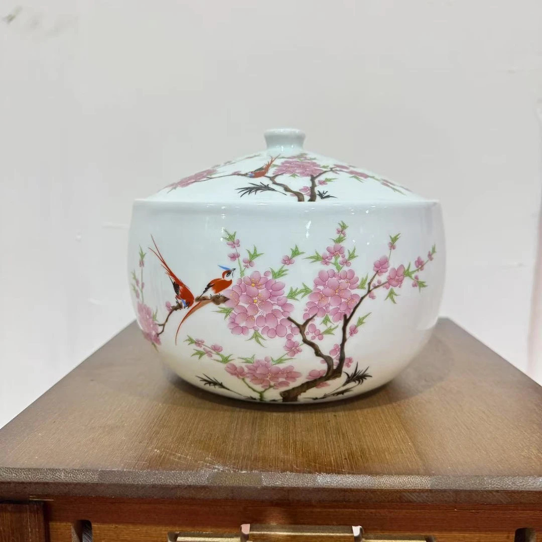 水点桃花陶瓷储物罐