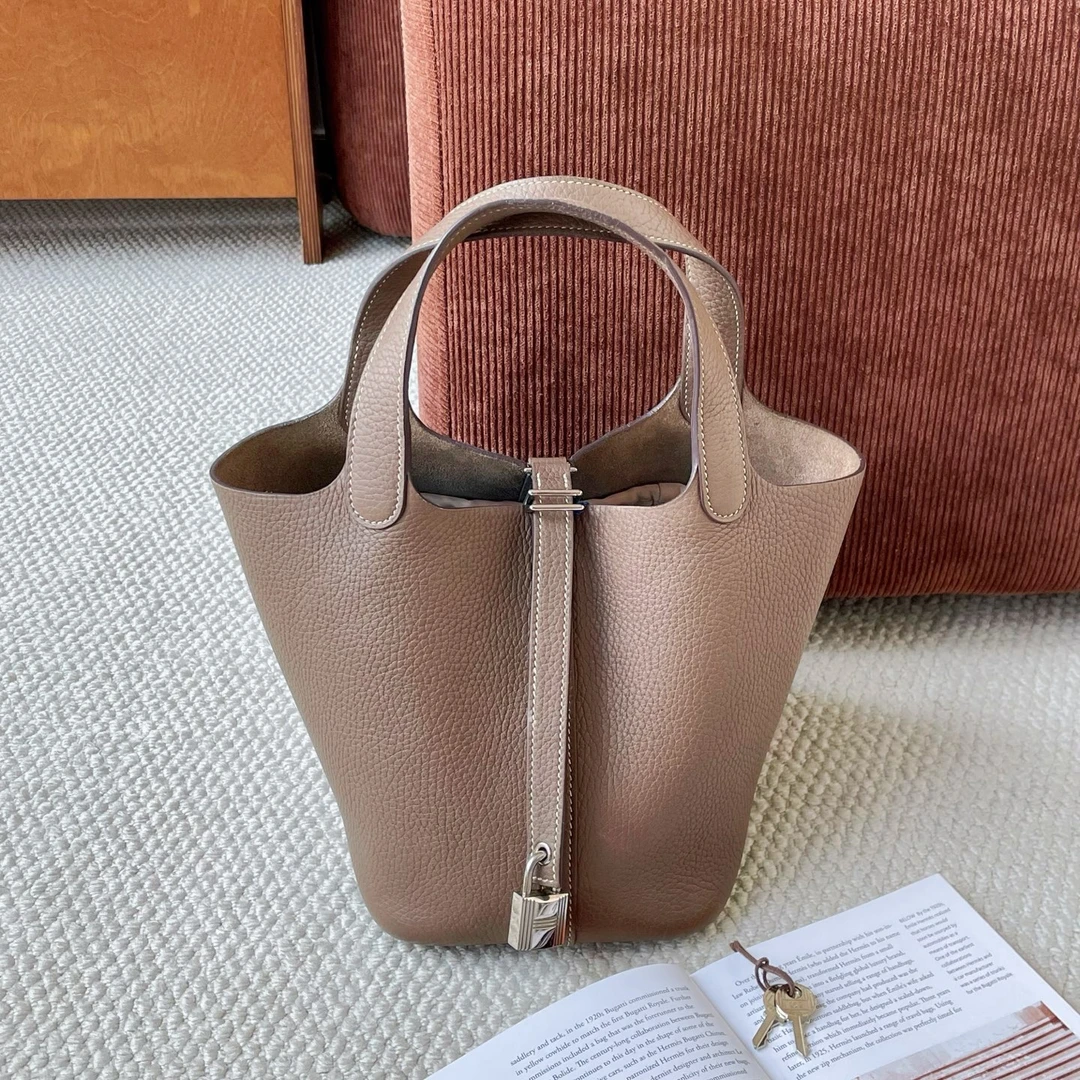 99新 Hermes/爱马仕 菜篮子18大象灰银扣D刻JM2-8406