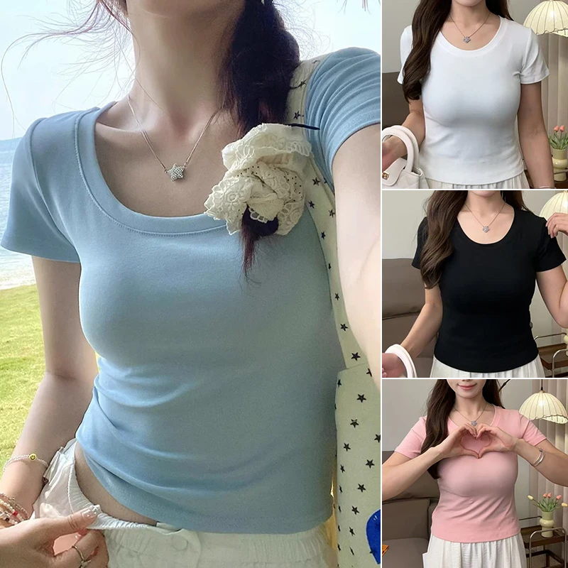 2025彩虹T夏季新款小众甜美正肩T恤ins甜辣圆领显瘦短袖T恤（102）