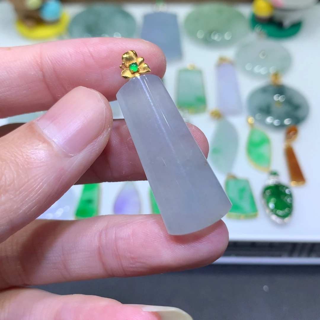 翡翠18K金镶嵌吊坠(不含链)