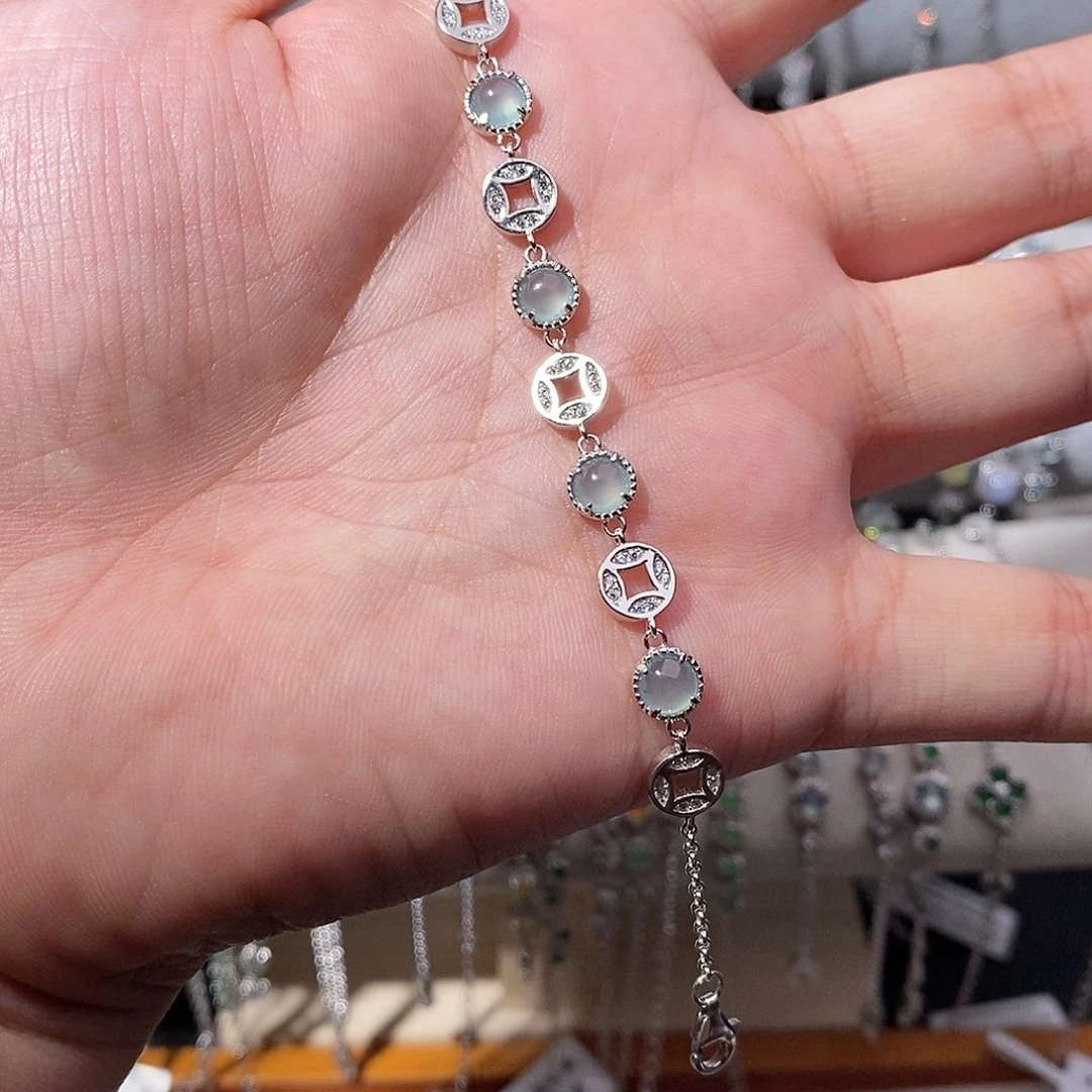 翡翠银S925镶嵌手链