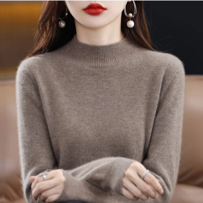 【专柜正品】100%羊绒衫秋冬季女加厚修身内搭毛衣半高领打底衫