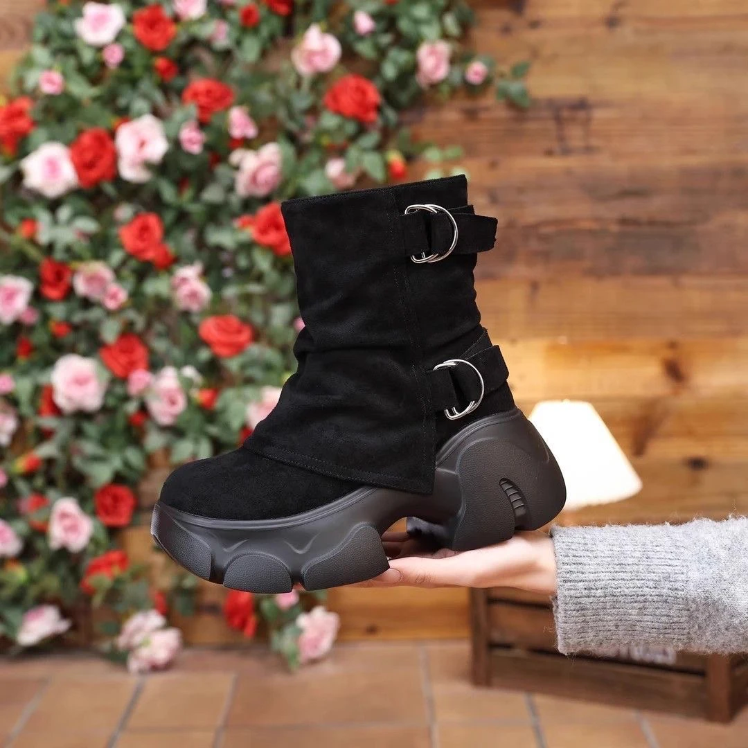 美拉德靴子短靴女2025新款英伦马丁靴女款春秋单靴复古西部堆堆靴