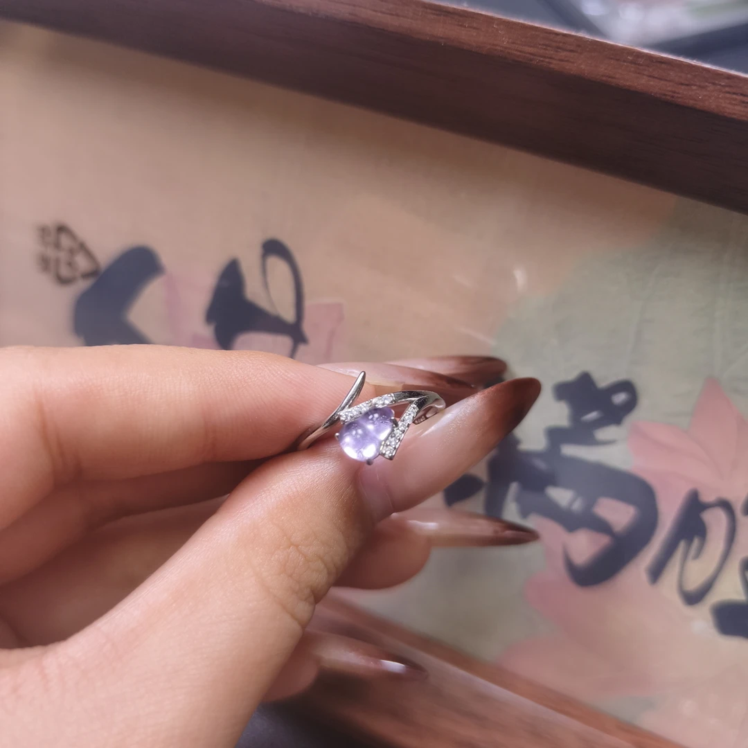 紫晶925银饰手饰镶嵌简约戒指下开口可调节葫芦仙女款