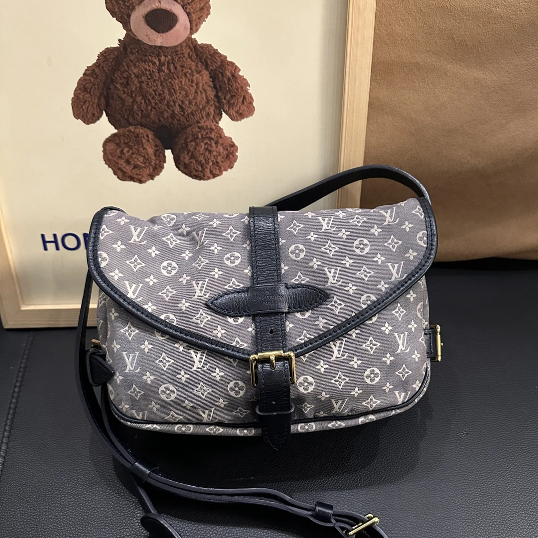 95新 LouisVuitton/路易威登 7 蓝色牛仔mini双子星斜挎包