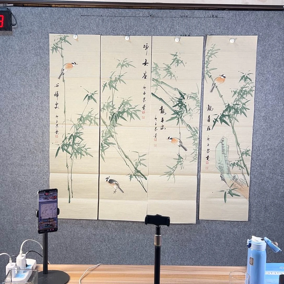 国画639 花鸟是在花间集和花盆的