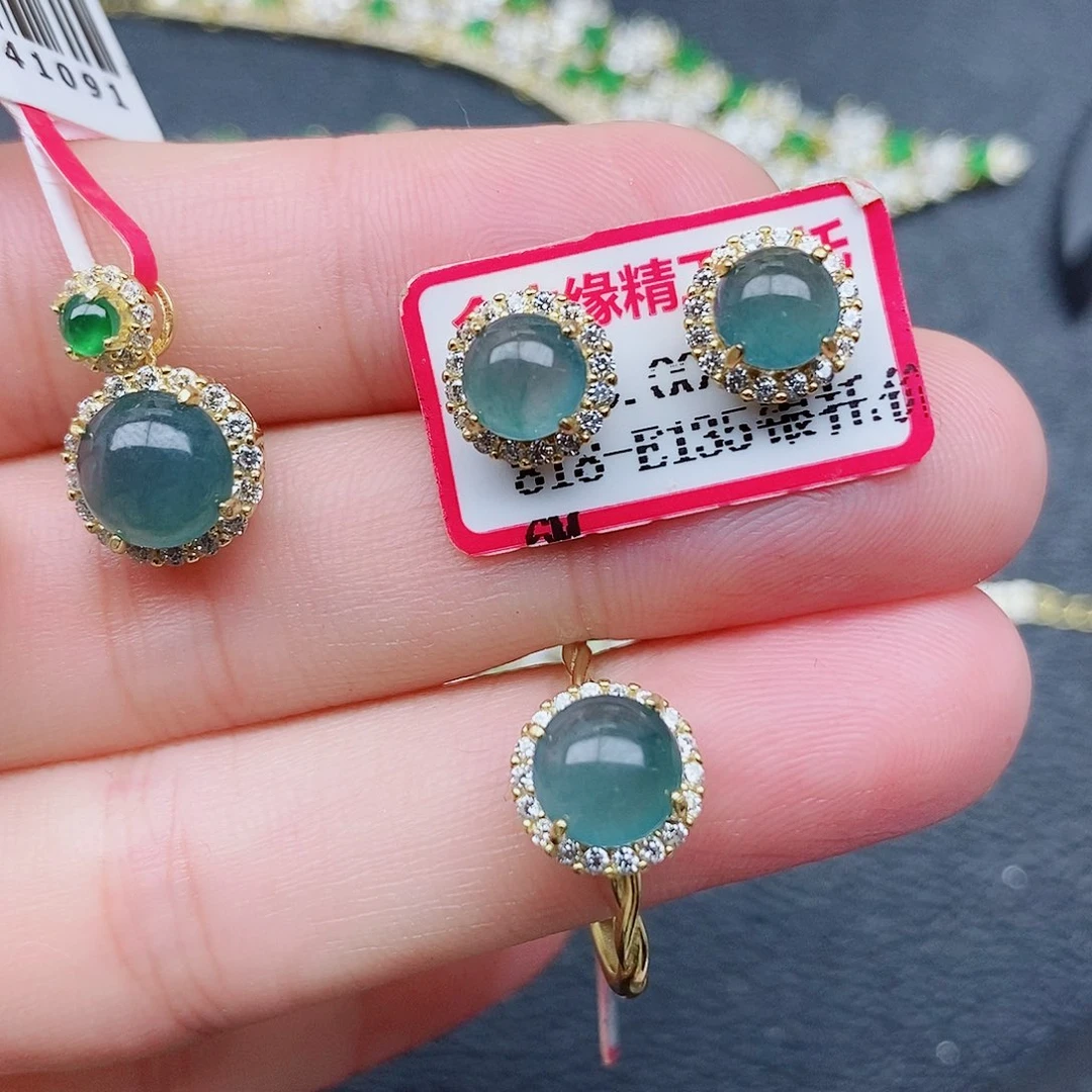 银S925镶嵌戒指翡翠