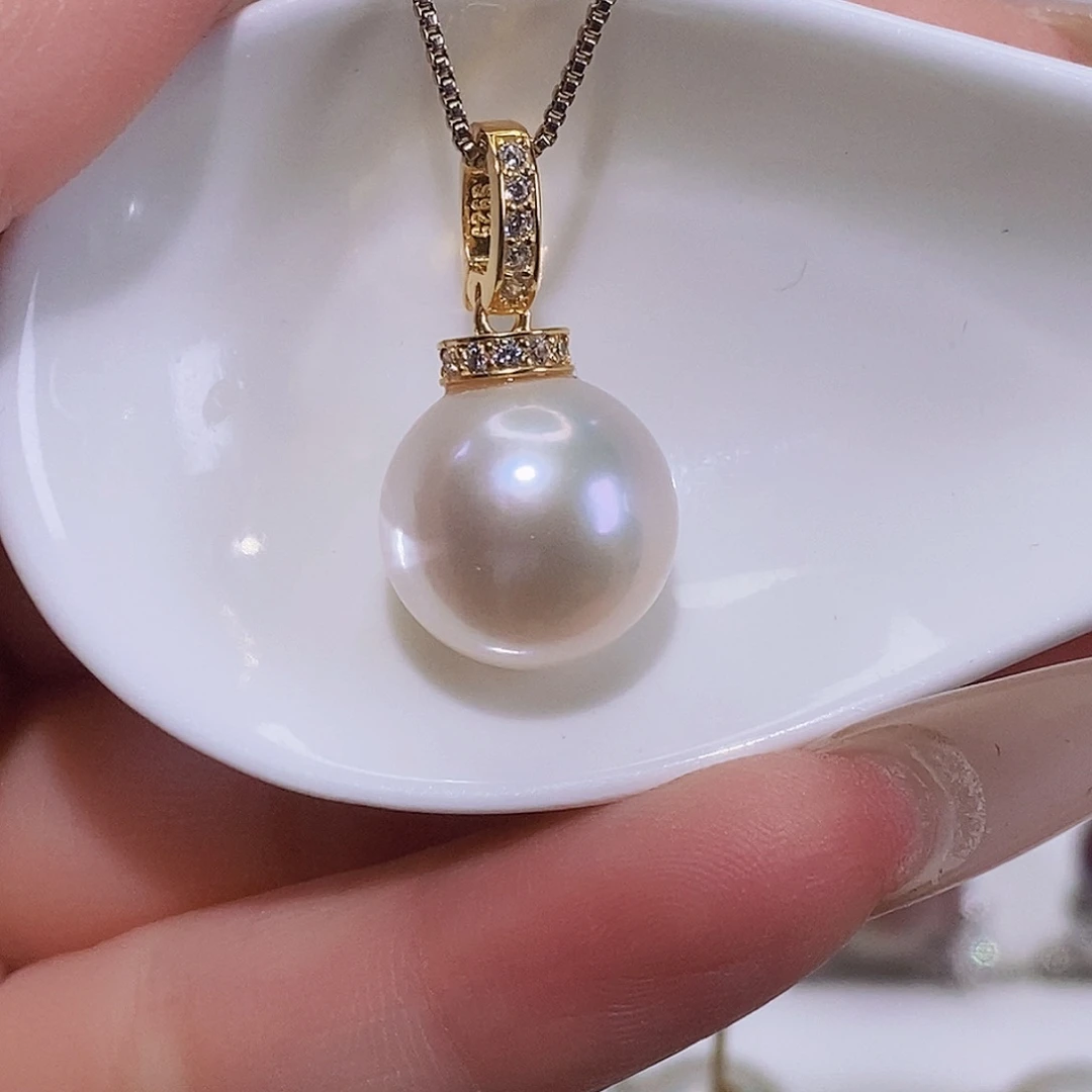 淡水珍珠颈饰银S925镶嵌浪*白