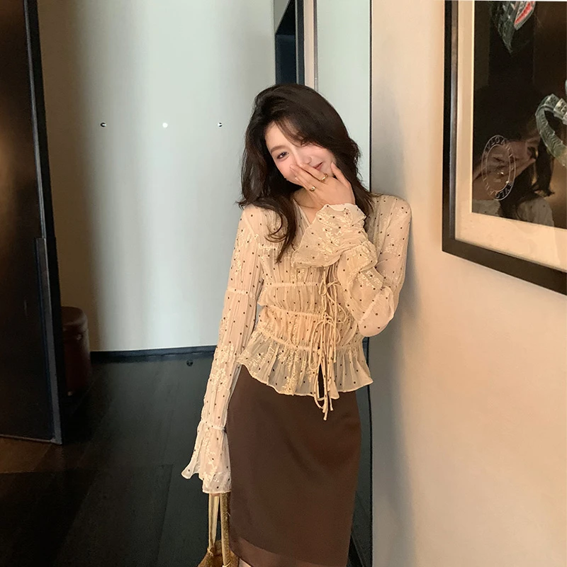 【ALONE SAVOR】龍喜儿 凝纱法式复古缎面高腰a字鱼尾半裙Z455