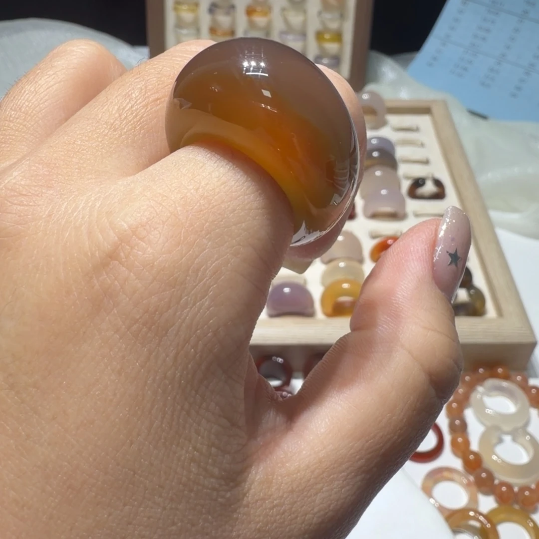玛瑙/玉髓未镶嵌戒指港19/不退换