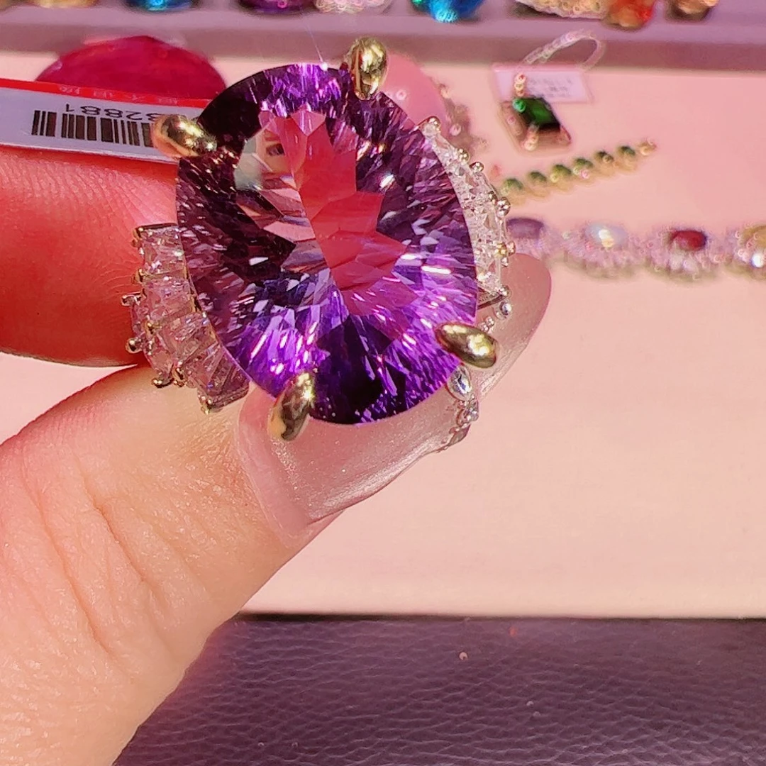 紫晶紫水晶银S925镶嵌