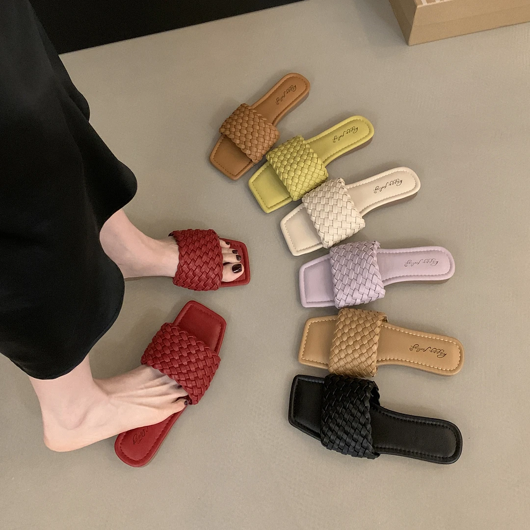 【DR设计师联名款】小众平底编织一字拖鞋女鞋子外穿2025年新款夏