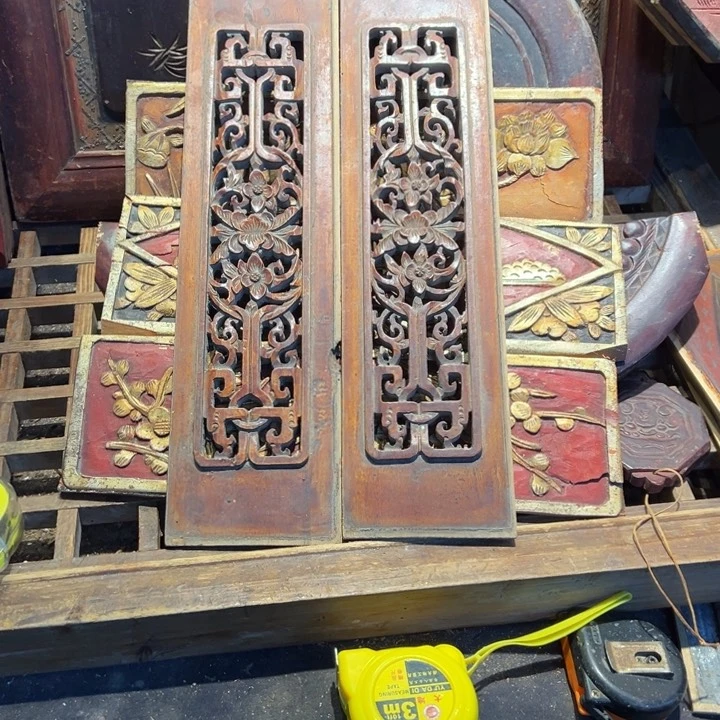 【闪购商品】香榧木蓝**壳木雕花板艺术一套